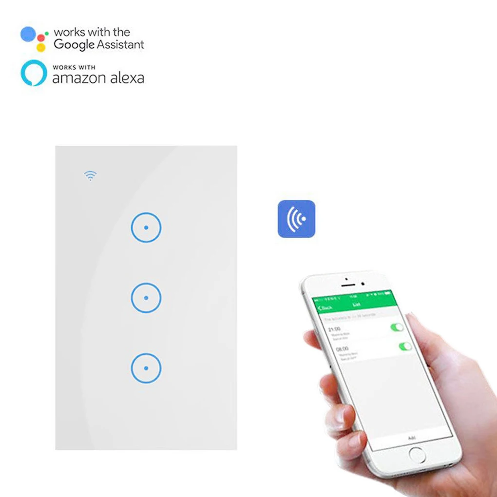 

US/AU Plug 1/2/3 Gang Smart Home WiFi Touch Wall Switch Panel Smart Automation Modules For Alexa for Google APP