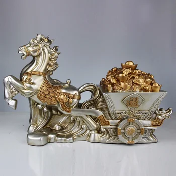 

1 PCS Lucky Marathon Car Decoration Gold Carriage Fortune Decorations Upscale Horse to Success Soft Decoration Resin LU704138