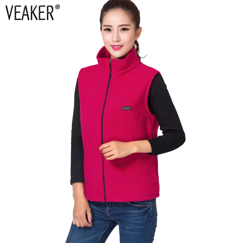 

2018 Autumn women fleece vest Jackets Polar Fleece Fabric Sleeveless vests sportswear Slim Fit Waistcoat Plus Size L-4XL
