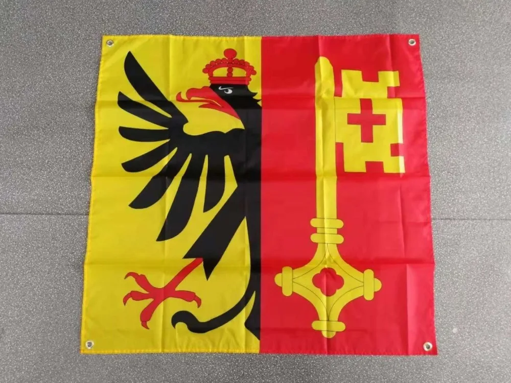 

johnin hanging 90*90cm Imperial Eagle and a Key of St. Peter Swiss switzerland Geneva flag For Decoration