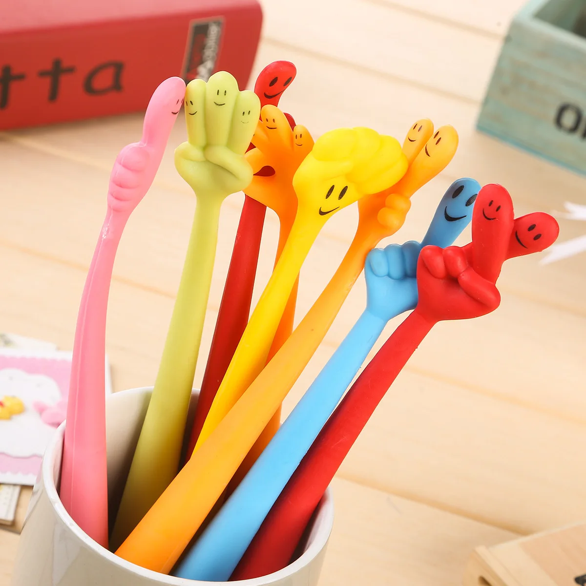 Creative Hand Shape Bending Ballpoint pen Student Cute Cartoon Finger Pen Office Writing Stationery School Gift Supply 5 pcs/lot