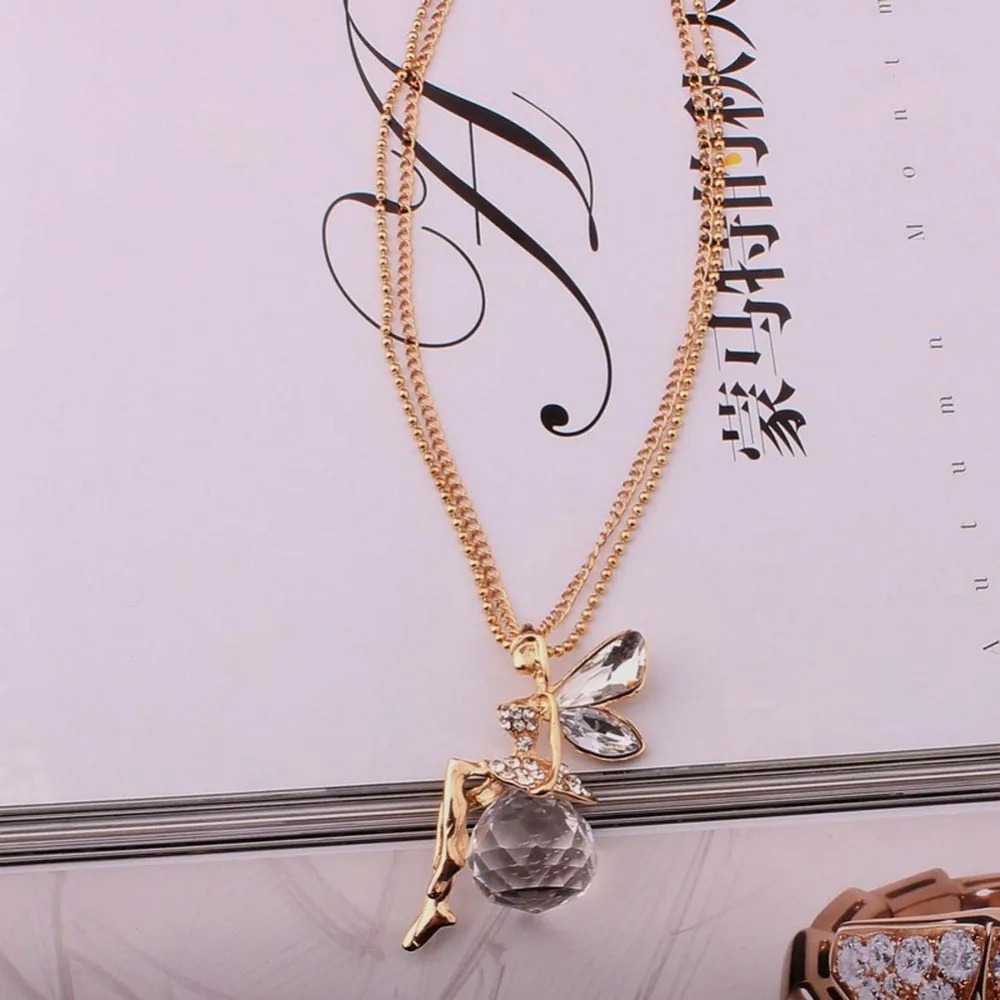 Fashion Dragonfly Charms Enamel Necklace Chain Crystal Rhinestone Wing Pendant 