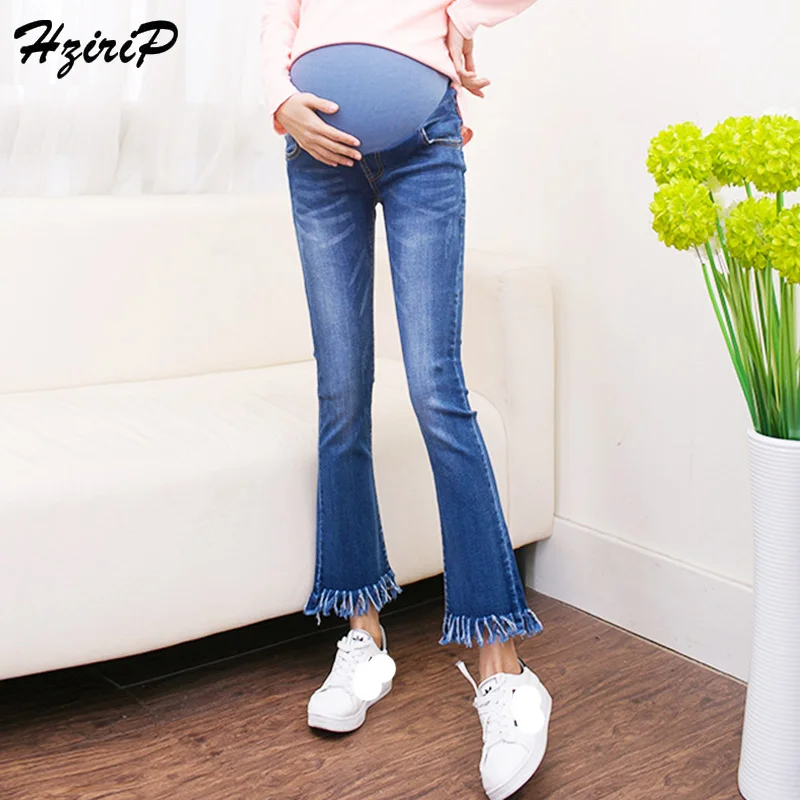 Hzirip L XXL Spring Autumn High Waist Maternity Pants Denim Pants