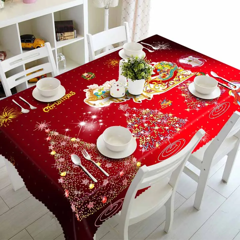 

Meijuner Christmas Tablecloth Polyester Dustproof Table Cover X-mas Thanksgiving Dinner 3D Tablecloth Home Party Decor OEM Cloth