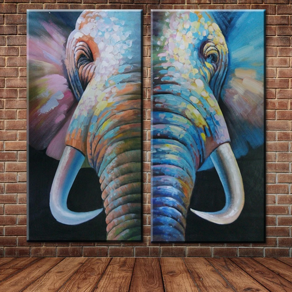 Modern Large Wall Picture Canvas Art Animal African Elephant Oil Painting Wall Mural Picture