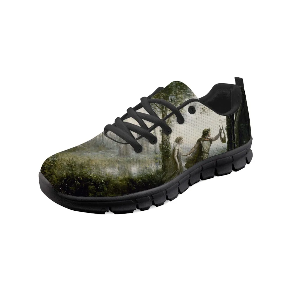 

2019 New Sneakers Men Flat Shoes Spring/Autumn Painting Art Printed Black bottom Comfortable Flats Breathable Corot Camille