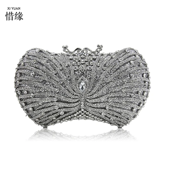 Strass Métal Or Xiyuan Or Soirée Bal Clutch Cocktail Purse D'embrayage orange Floral En Dur Mariage Pour Design Sac Sacs De Femmes Box argent qqvRwxgES