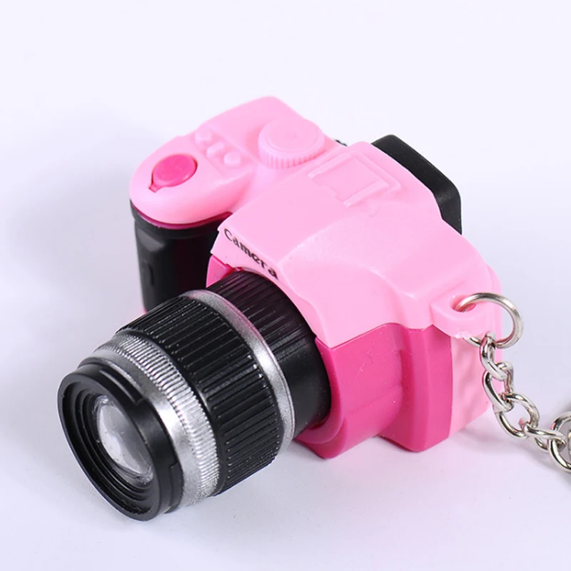 

New Cute Fashion Camera Led Keychains With Sound LED Flashlight Charm Key Holder Keychain Fancy toy Key Ring Gift Keyring BL7001
