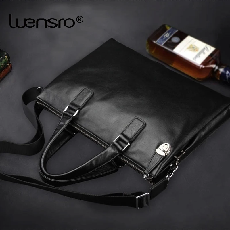 LUENSRO брендовый портфель кожаный Простой деловой мужской сумка для ноутбука из