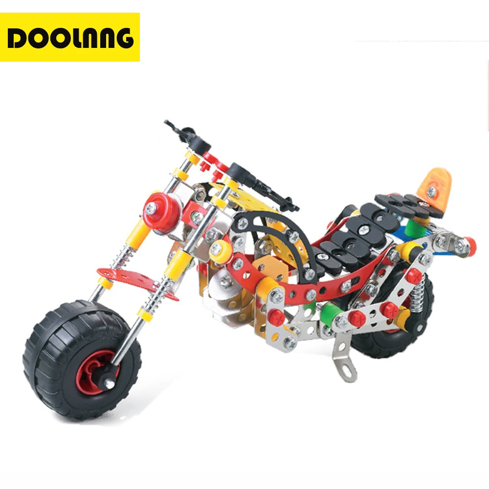 

DOOLNNG 3D Metal Puzzle Motorcycle Toys Kids Building Blocks Screw DIY Educational Toy Assembly Build Game Model DL-434