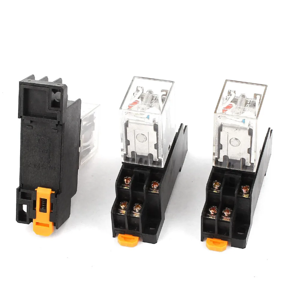 3 Pcs HH52PL AC 220 240V DPDT Red LED Light Relay w
