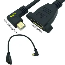 Золото mini DisplayPort мужчина влево/вправо/вверх/вниз 90 Угол DisplayPort Женский Панель DP Extension кабель 0,3 м