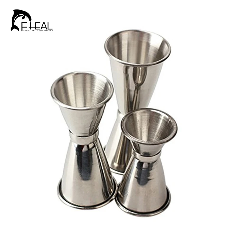 FHEAL 3pcs/set Stainless Steel Cocktail Drink Mixer Measuring Cups Wine