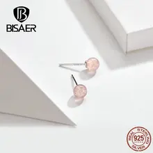 BISAER, 925 пробы, серебряные, круглые женские серьги, Forever Circle, маленькие серьги-гвоздики для женщин, модные серебряные ювелирные изделия EFE174
