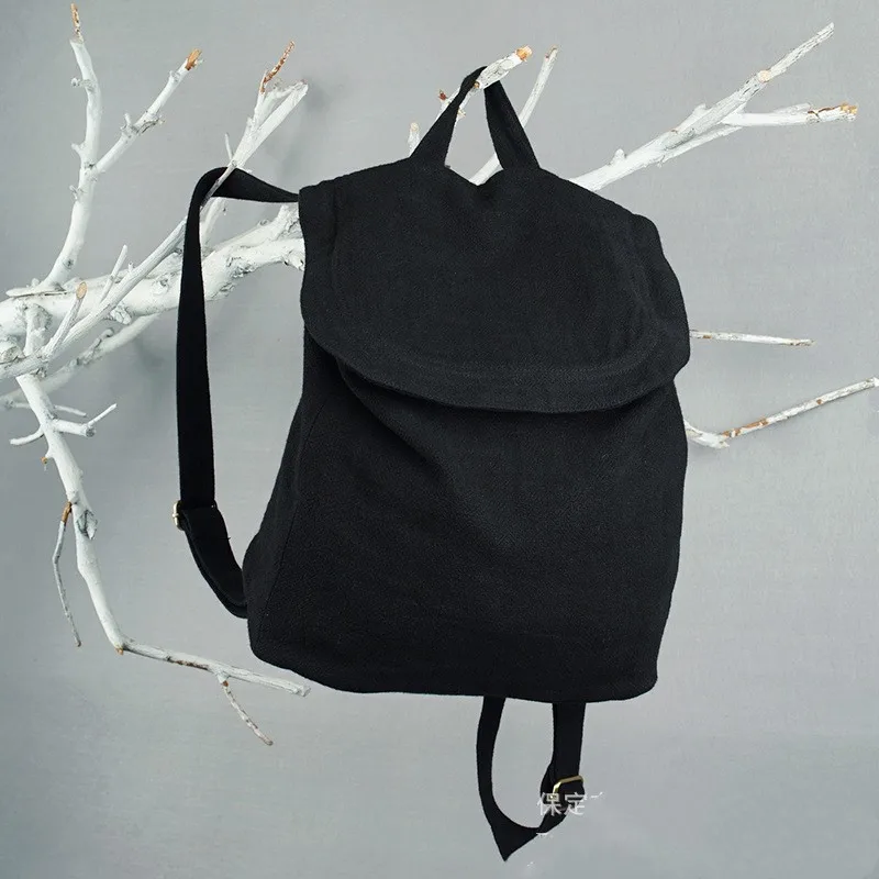 Повседневный льняной Женский мягкий винтажный литературный рюкзак для отдыха и путешествий, хлопковый льняной холщовый рюкзак для студентов, школьная сумка - Цвет: Черный
