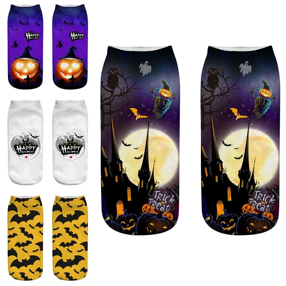 

Lady Halloween Sock Horror Bat Castle Pumpkin Light 3D Printed Socks Fashion Matching Socks