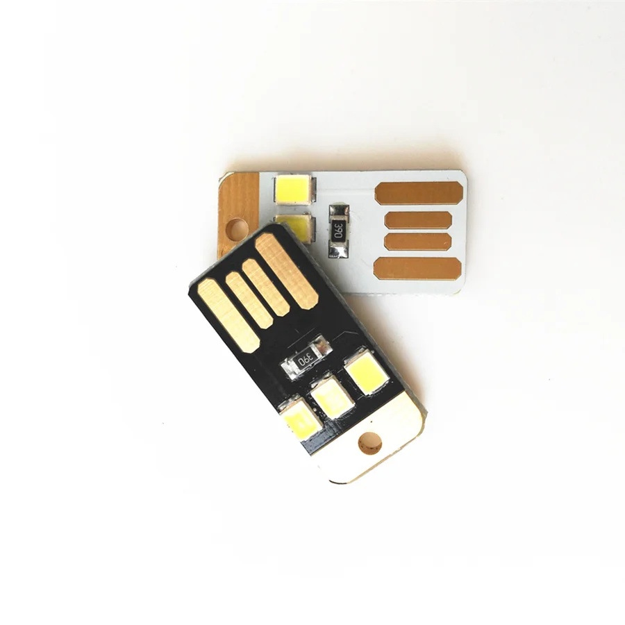 

LED Night Lamp 2835 SMD Mini Pocket Card USB Power 3 LED Keychain Night Light 0.2W 5V White Light for Power Bank Computer Laptop