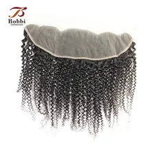 Bobbi коллекция 4x13 уха до уха Кружева Фронтальная закрытие афро кудрявые бразильские Remy человеческие волосы натуральный цвет 8-20 дюймов