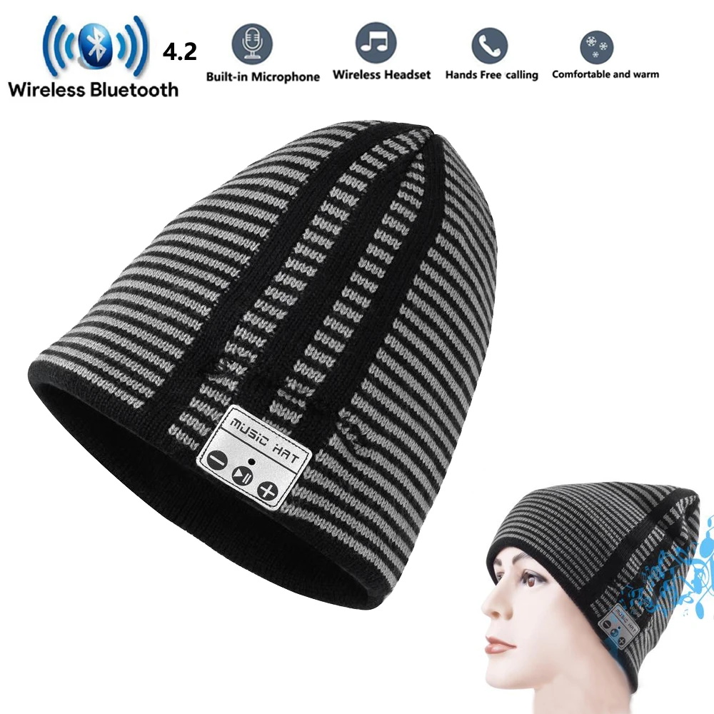 

2018 Bluetooth4.2 Misic HatWireless Bluetooth Headset Hat Knitted Cap Headphone Warm Winter Hats Music Earphone Best Gift