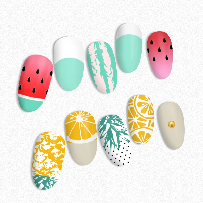 BORN PRETTY Nail Stamping Plates Lemon Watermelon Tropical Punch Patterns DIY Image Printing Plate Nail Art Template Manicure