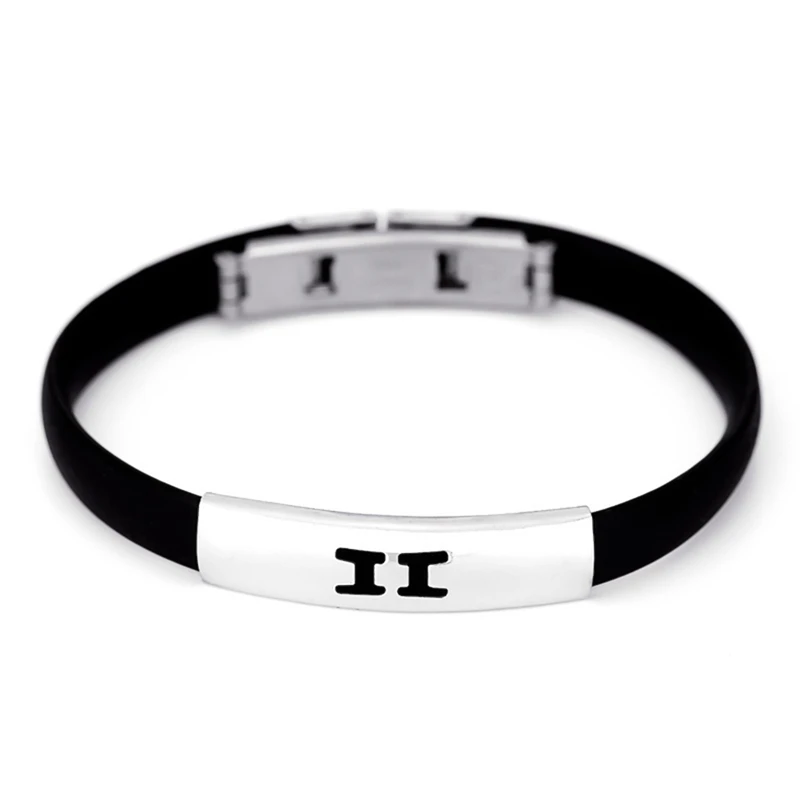

New Constellation Man Silicone Bracelet Bangle stainless steel Titanium Jewelry wholesale Birthday Gift Free Shipping