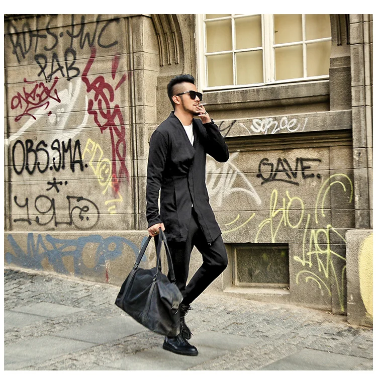 Мужской короткий черный костюм с потертостями, Модный дизайн, метросексуальный мужской костюм, Блейзер, Европейский стиль, зимняя верхняя одежда F111