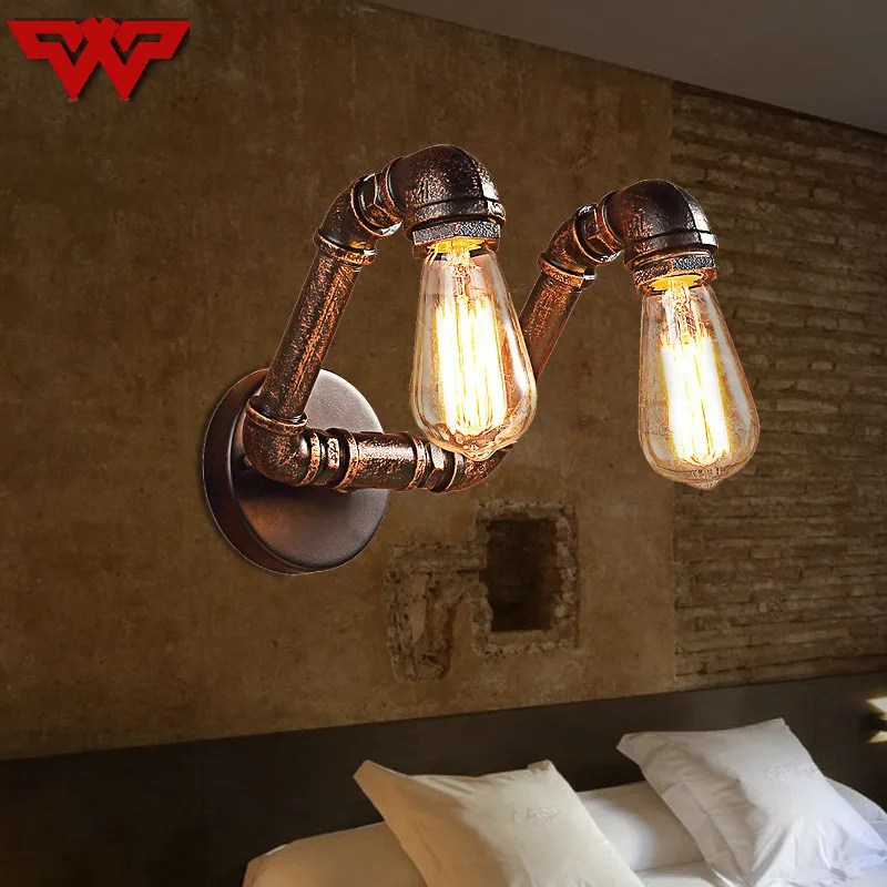 

American retro industrial bar wall lamp creative personality decorative light Water pipe light Double head water tube