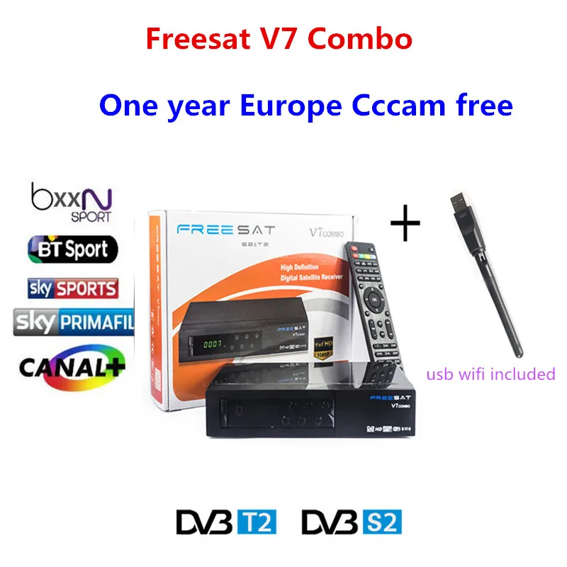 

Freesat V7 Combo DVB S2 T2 with 1Year Europe Spanish French Germany Dutch CCcam cline Satellite Receiver USB WIFI Set top box