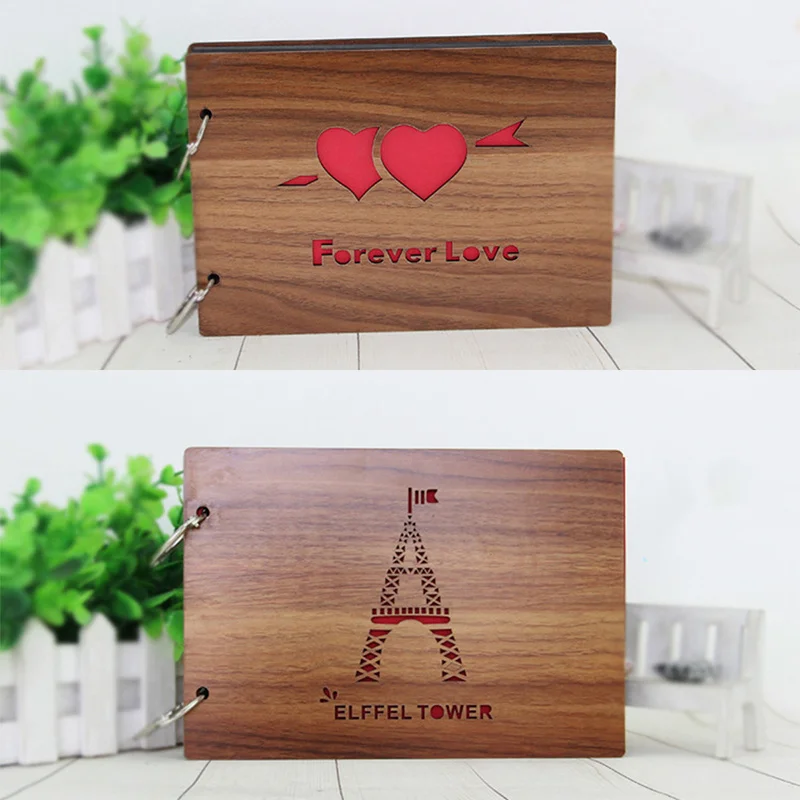 

New Black Cardboard Wood Creative Handmade Loose-leaf Scrapbook Albums 8 Inch Commemorative Baby Photo Album Wedding Photo Album