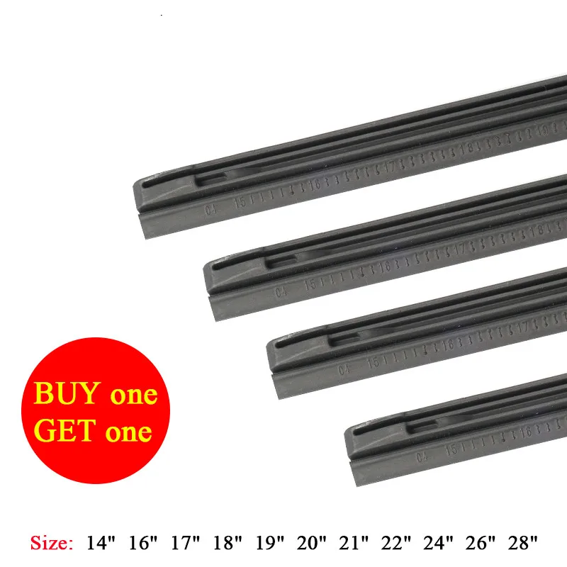 

GSPSCN 1pc Car Vehicle Insert soft Rubber strip Wiper Blade Refill 14" 16" 17" 18" 19" 20" 21" 22" 24" 26" 28" buy one get one