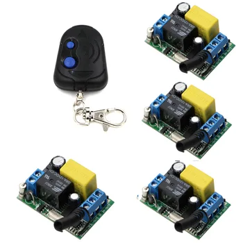 

Best Price AC 220VRF Wireless Remote Control Switch System 4 Receivers+1 Transmitter With 2Buttons 315Mhz 433Mhz for Choose