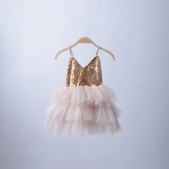

Princess girl sequined sling dress children sleeveless cake tutu dress lovely baby birthday dresses 5pcs/lot