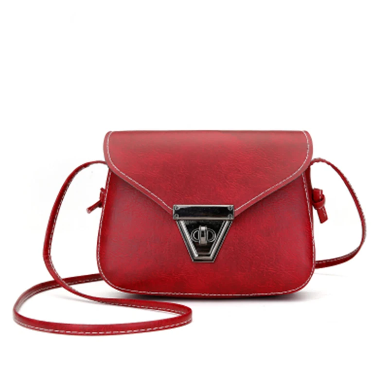 

PU material metal lock twill shoulder diagonal bag cute simple fashion high quality small square bag summer new 2019