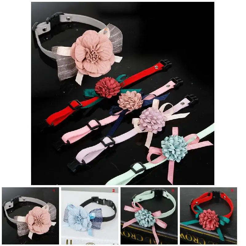 Dog Collar Pet Cat Puppy Flowers Decoration Collar Necklace Adjustable Collars RT99