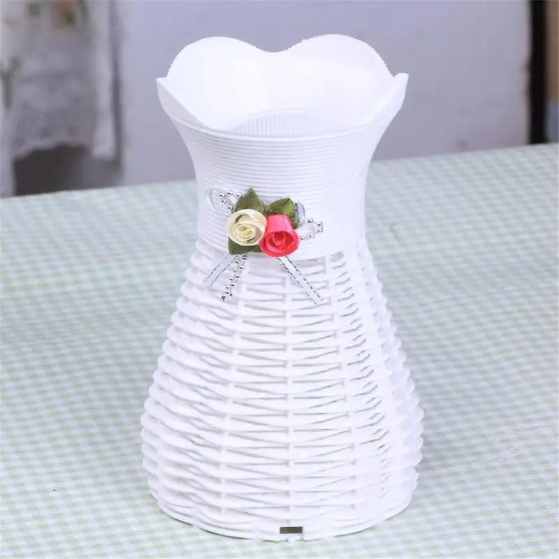 European Style Simple White Plastic Artificial Flower Vase Creative