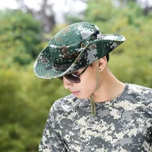 Ведро охотничья шляпа Повседневная стильная Регулируемая упаковываемая Складная Солнцезащитная хлопковая смесь рыболовная солнцезащитная Кепка с ремешком для подбородка