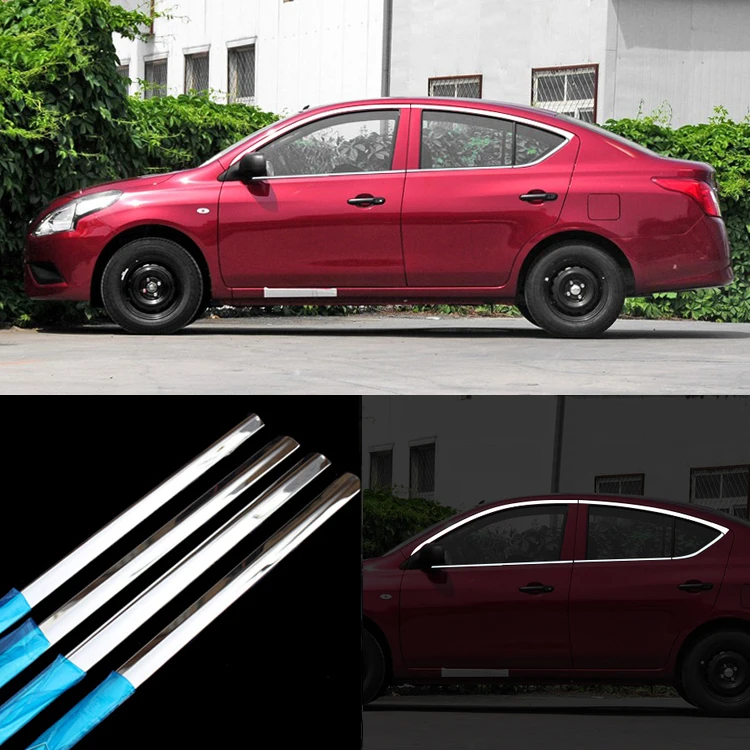 

10pcs Stainless Steel Door Window Frame Sill Molding Trim For Nissan Sunny