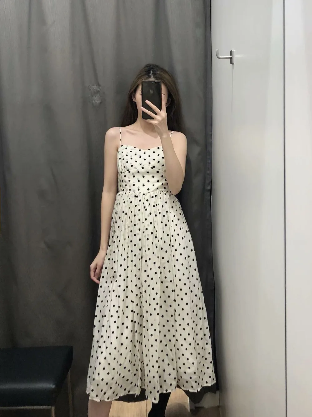 

Za Summer Women Maxi Polka Dot Pleated Dresses Party Style Stain Vestidos Dress 2019