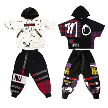 Kids Loose Shirt Pants Shorts Hip Hop costumes Clothing Outfits Dance Costumes for Girls Boys Ballroom Dancing Streetwear 6