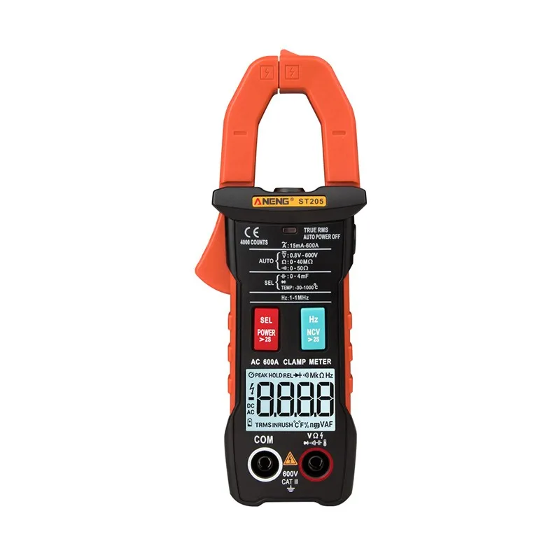 

ST205 Digital Clamp Multimeter AC DC Fully Intelligent Automatic Range Digitals Current Multimeter With Temperature Measurement