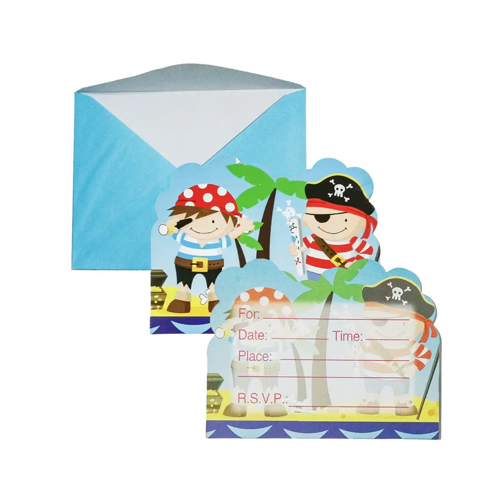 

Invitation card, birthday greeting invitation friend pirate theme cartoon character theme event birthday party greeting card
