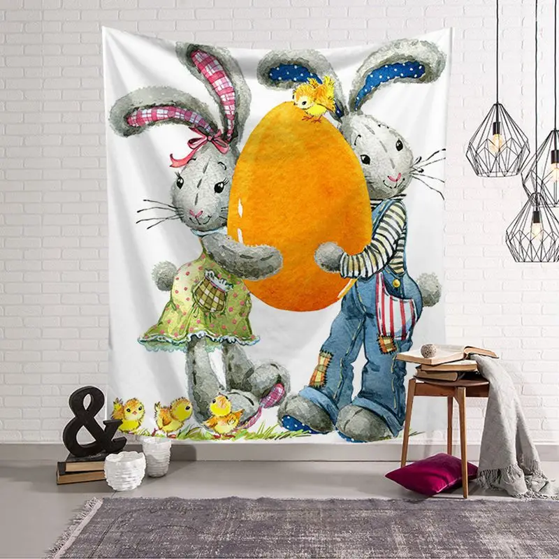 Cartoon Animal Rabbit Whale Tapestry Wall Hanging Rectangle Decorative Polyster Blankets Beach Towel Yoga Mat | Дом и сад