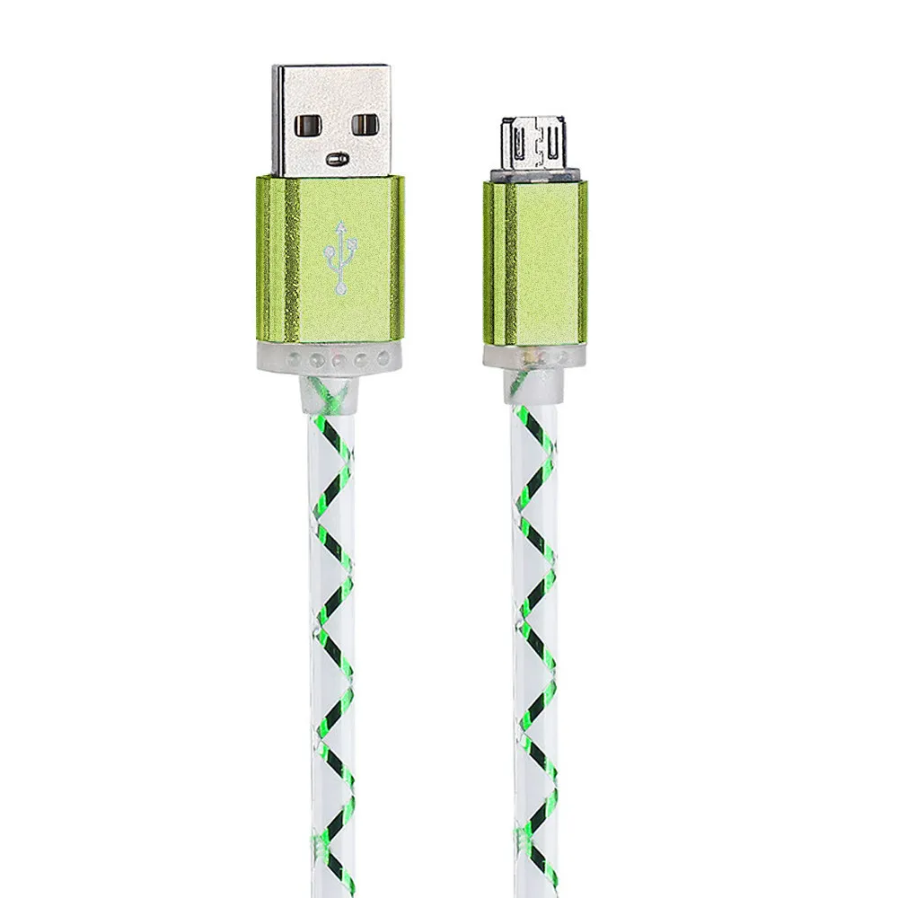 1 м зарядный кабель светодиодный светильник Кабель зарядного устройства микро-usb зарядный шнур для samsung galaxy s7 Edge для любого микро порта телефона# P4 - Цвет: Зеленый