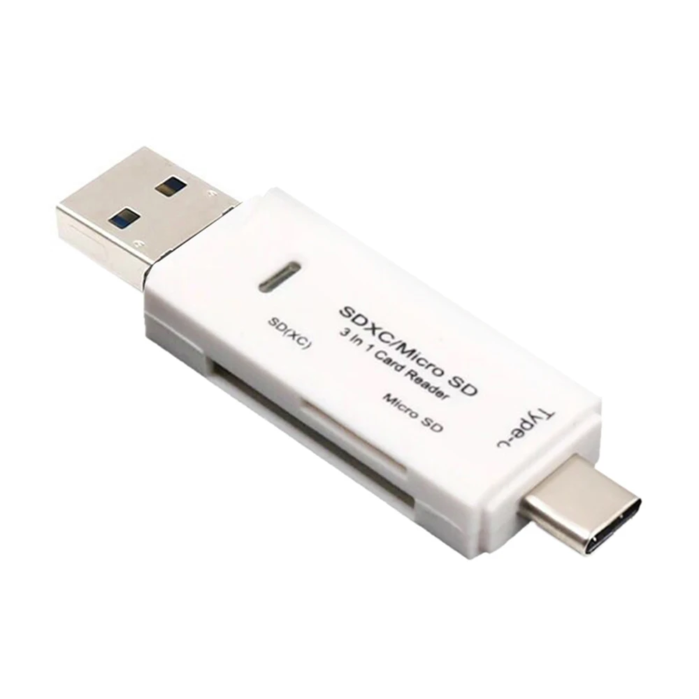 Белый Card Reader адаптер 3in1 USB3.1 USB-C TF Тип C SD для ноутбука Macbook настольный компьютер - Цвет: Белый