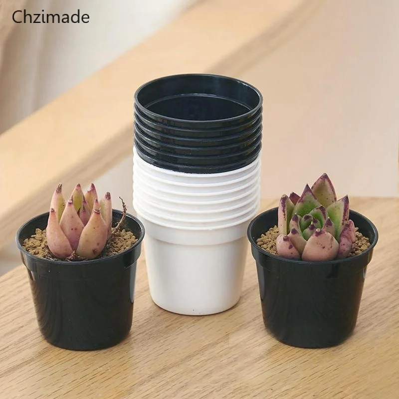 

Chzimade 10Pcs/lot Mini Round Plastic Flower Pots For Nursery Planter Modern Flowerpots Home Decor
