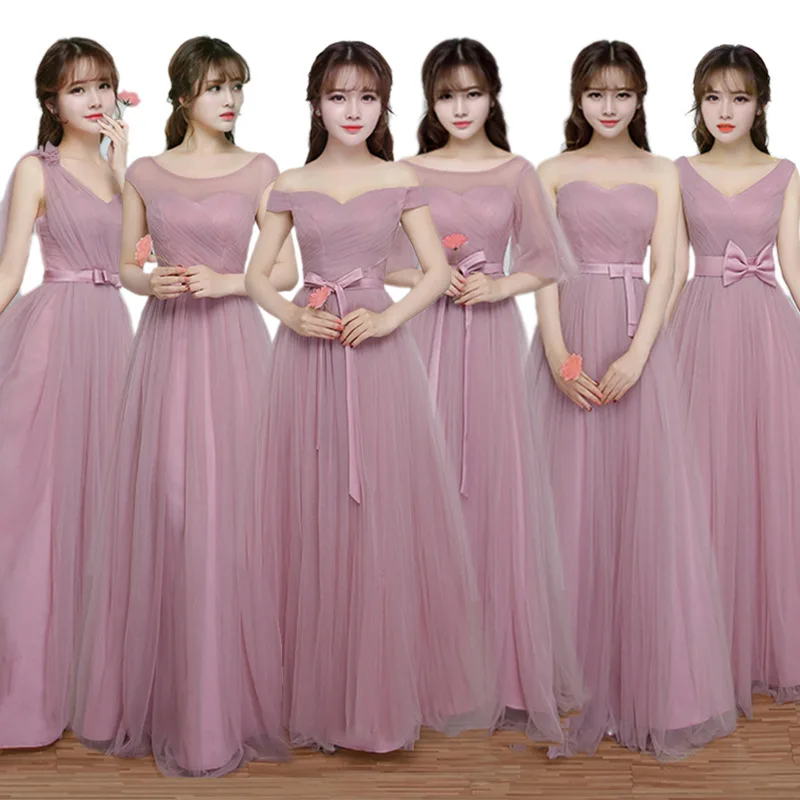 

Pink Bridesmaid Dresses for wedding 2019 New Design Formal party dress tulle grduation prom gown Vestido De Noiva