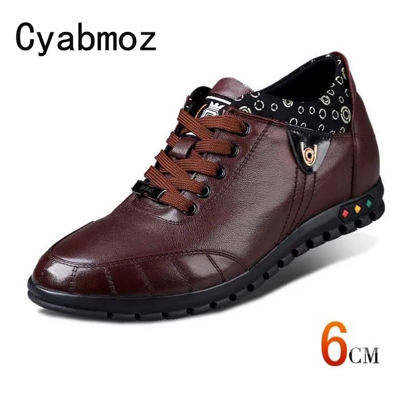 

Men Height Increasing 6cm Casual Shoes Genuine Leather Breathable Sneakers With Invisible Elevator Insole Fashion Male Oxfords