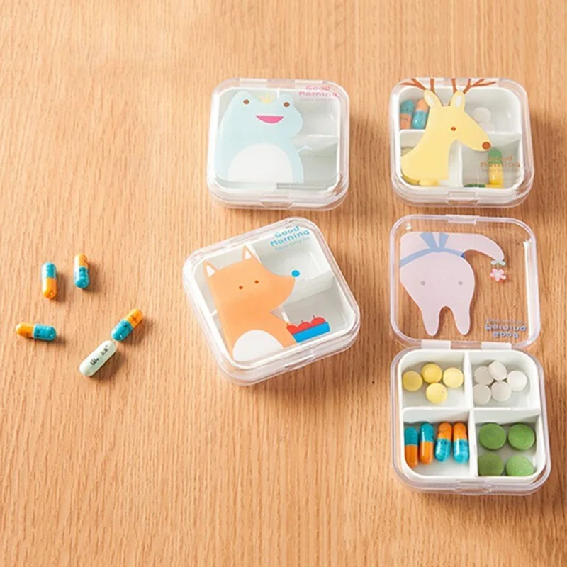 Прозрачный изысканный Box наркотиками Портативный мини мультфильм Пластик Pill
