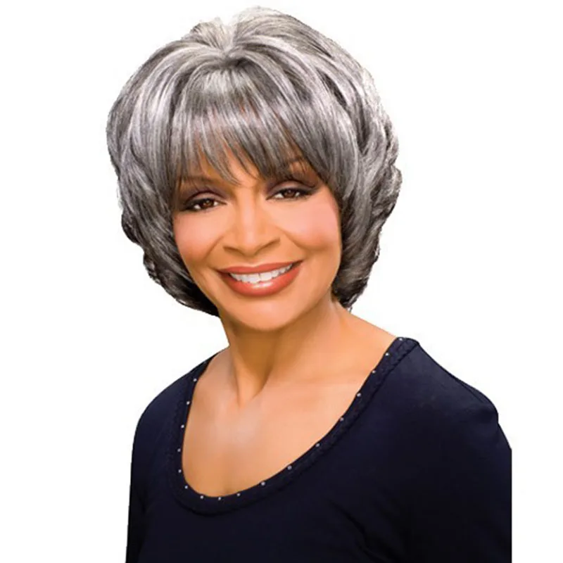 

Chic Short Straight Hairstyle White&Grey Mix Color (Mult Color ) Capless Synthetic Hair Wigs