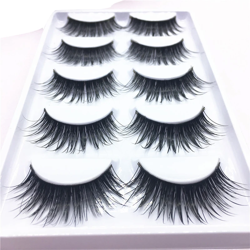 

5 Pairs Natural Long Mink False Eyelashes Makeup Natural Stage Party Exaggerated Cross Sharpening Mink Lashes Extension Make Up